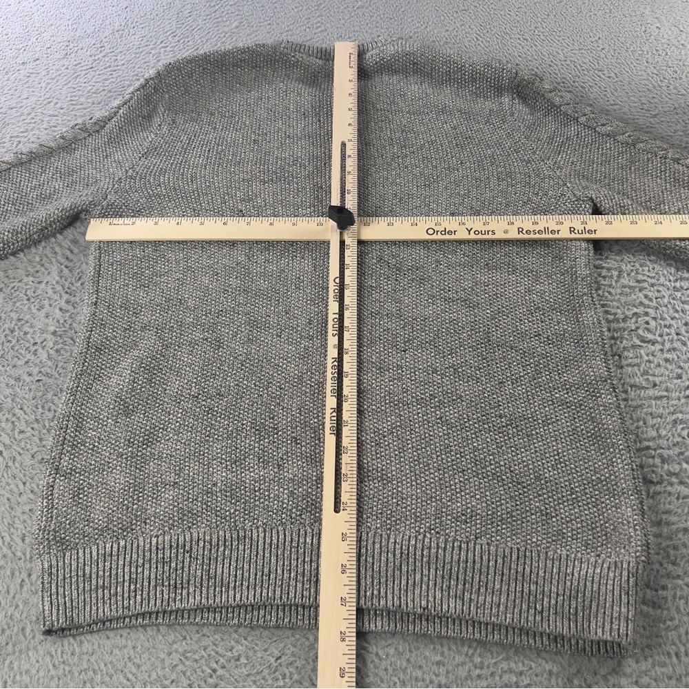 Gap Aran Sweater Women Large Heather Gray Crew Neck Chunky Cable Knit Fisherman - Picture 3 of 8